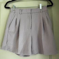 Wilfred The Effortless Shorts – Lilac Mauve Linen Blend, Size XS, High-Waisted