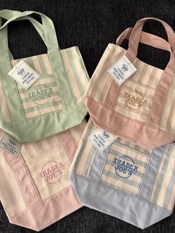 Trader Joe's Striped Mini Canvas Tote Bags