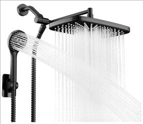 Black Rain Shower Head with Handheld Shower Head, 5 Spray Modes
High-Pressure Dual Shower Combo
