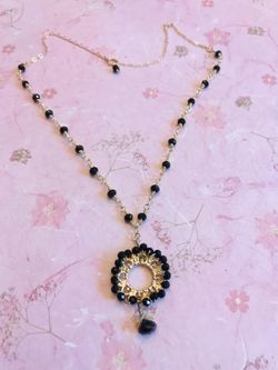 Collar con Medalla bordada-black medal embroidery necklace-Mexican Folk- Mexican collares medallas