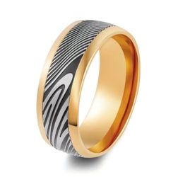 Men's Women's 8mm Tungsten Carbide Black & White Zebra Designed Polished Comfort-Fit Wedding Band 13