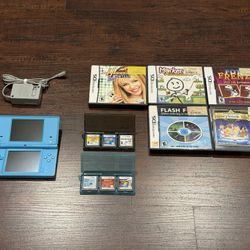 Nintendo DSi – Light Blue | 11 Games + Charger + 2 Game Cases | Fully Tested & Working!
