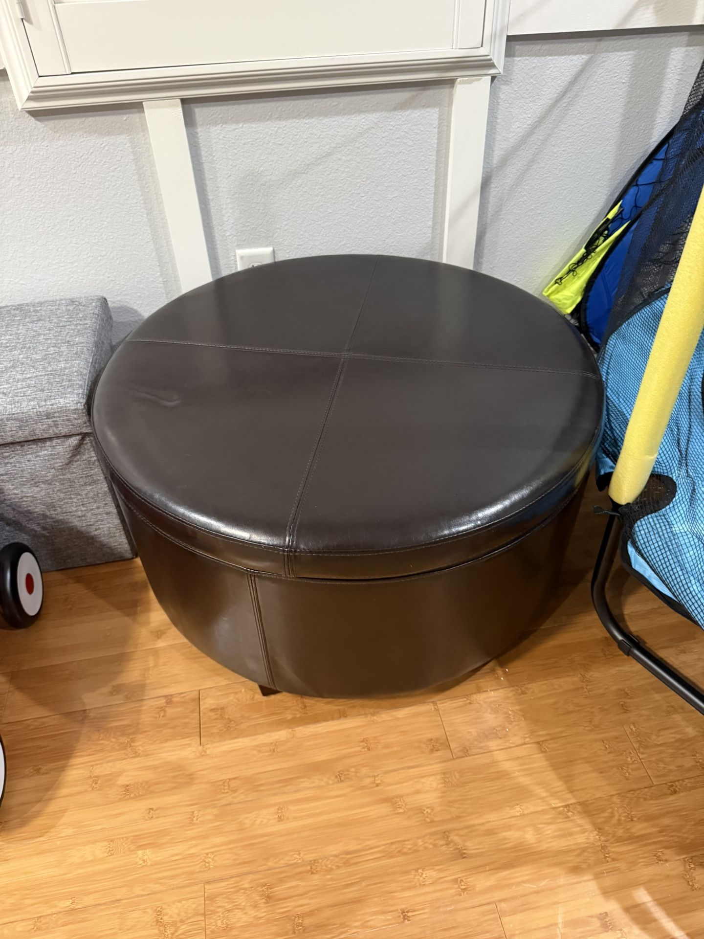 Leather Table Toy Bin $50 