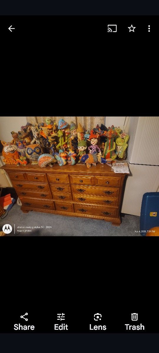 40 PLUS YEAR F or Q WOODEN BALL POST HEAD & FOOT BOARD W/ FRAME & WOMAN'S DRESSER W/ MIRROR