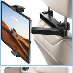 Car Headrest Tablet Holder - [Lockable] [3 in 1 Extension Arm]