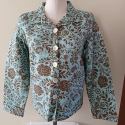 Nomadic Traders Reversible Teal Quilted Small Jacket Blazer 
