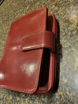 Mead Day planner in Maroon leather binder approx 5x7"