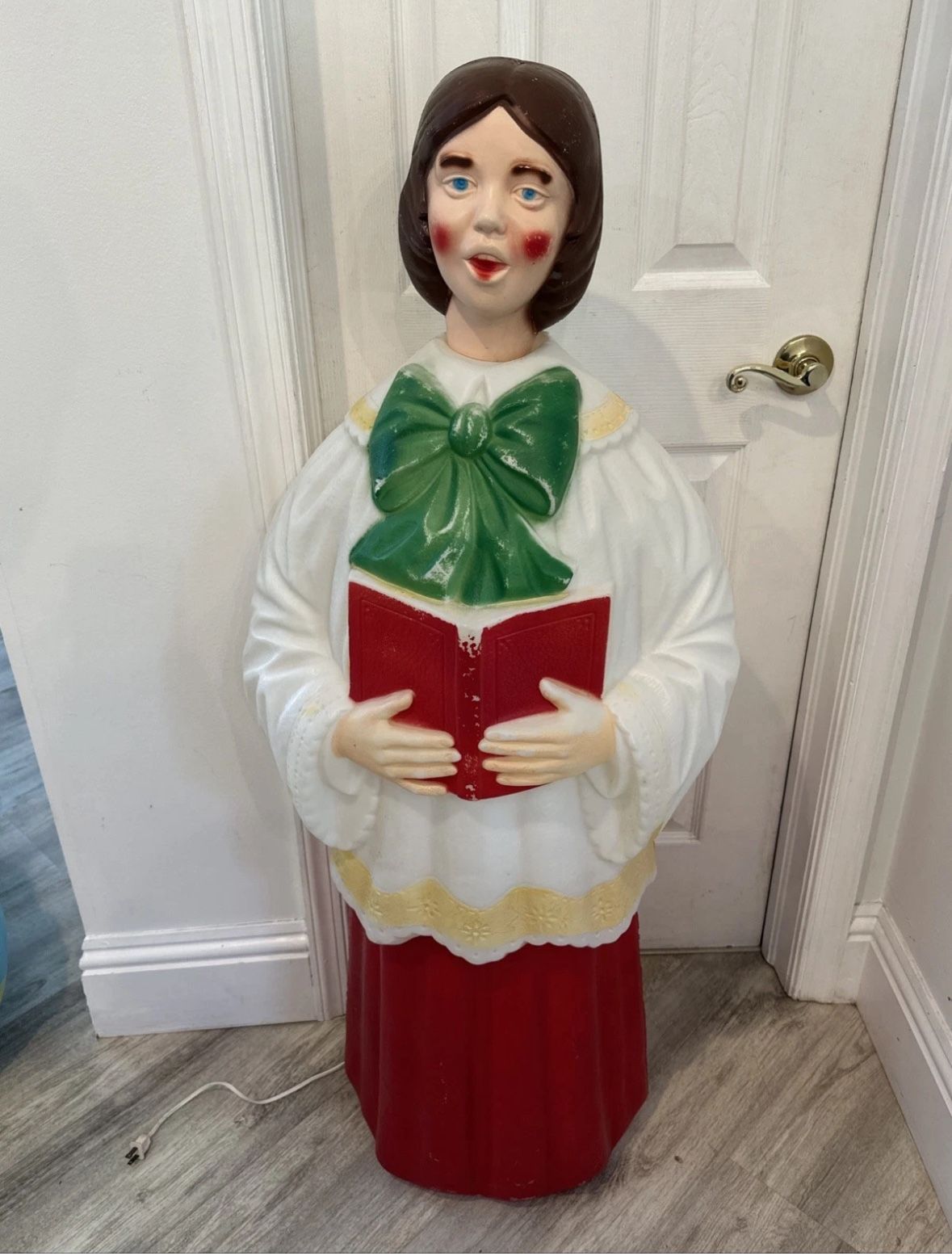 Vintage 50" Empire Blowmold Caroler Girl Needs New Light