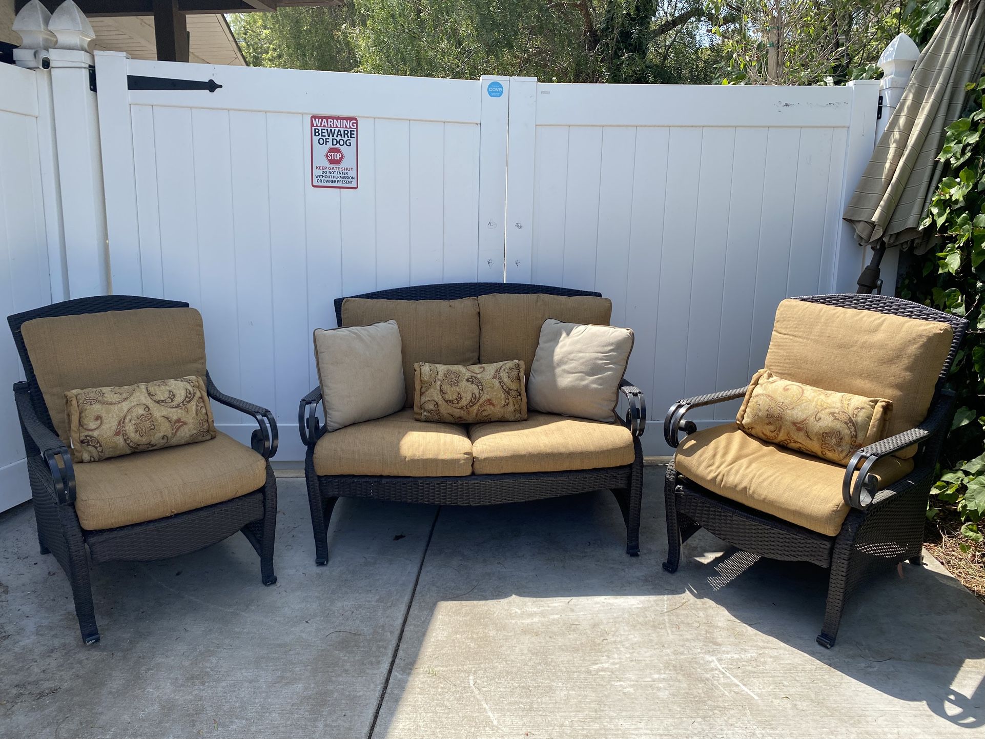 3pc. Outdoor Patio Set W/Sunbrella Cushions