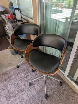 Pair (2) Wade Logan Mid-Century Modern Office Chairs - Black