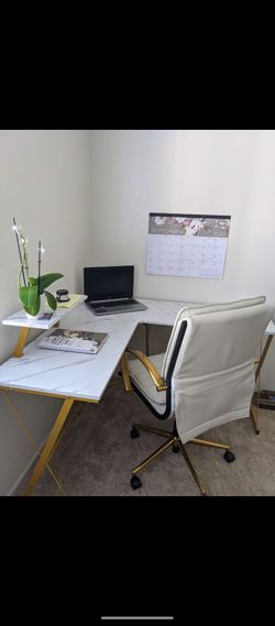 White Marble Desk & Chair