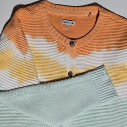 Toad & Co Bianca Tie Dye Organic Cotton Blend Crewneck Cardigan Size L