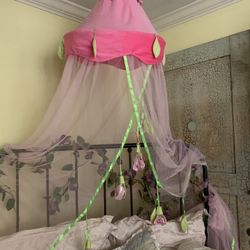NEW PRICE $50 New Floral Mesh Canopy for Crib or Girls Room