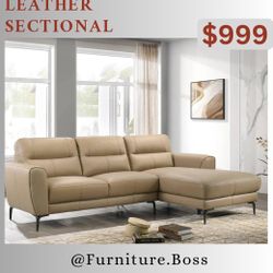 Beige Sectional Sofa - Living Room Furniture 