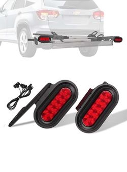 NEW Young ELECTRIC Bike Rack Brake Light & Plate Kit, 6 Inch 10LEDs Oval Red LED Tail Light 2PCS