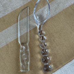 Vintage Set of Glass Spoon and Knife