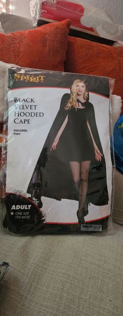 Spirit black velvet hooded cape