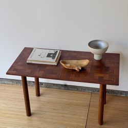 Vintage Danish Woven Parquet Table