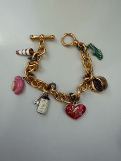 I Love Lucy Charm Bracelet 24K Gold Plated Sterling Silver Franklin Mint
