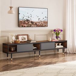 Modern TV Stand up to for 85 inch TVs Entertainment Center with Storage - 80 inch - Ancona Walnut