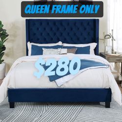 Queen Bed Frame Only /colors Available: Blue,black And Grey 