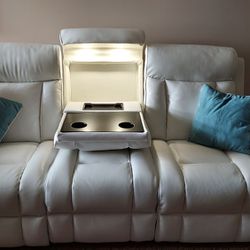 New white leather reclining sofa