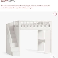 Pottery Barn Kids Fillmore Stair Loft Bed With Mattress and Desk- Great Condition!!