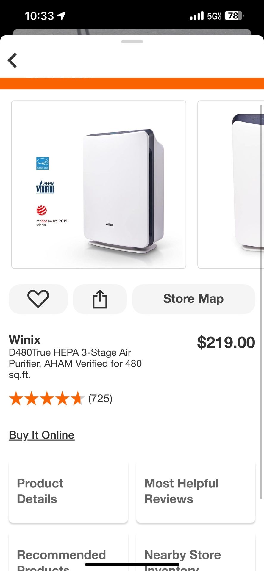 Winix D480True HEPA 3-Stage Air Purifier, AHAM Verified for 480 sq.ft.