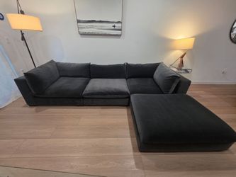 Beautiful Cb2 Deseo 4-Piece Grey Blue Performance Velvet Sectional Sofa