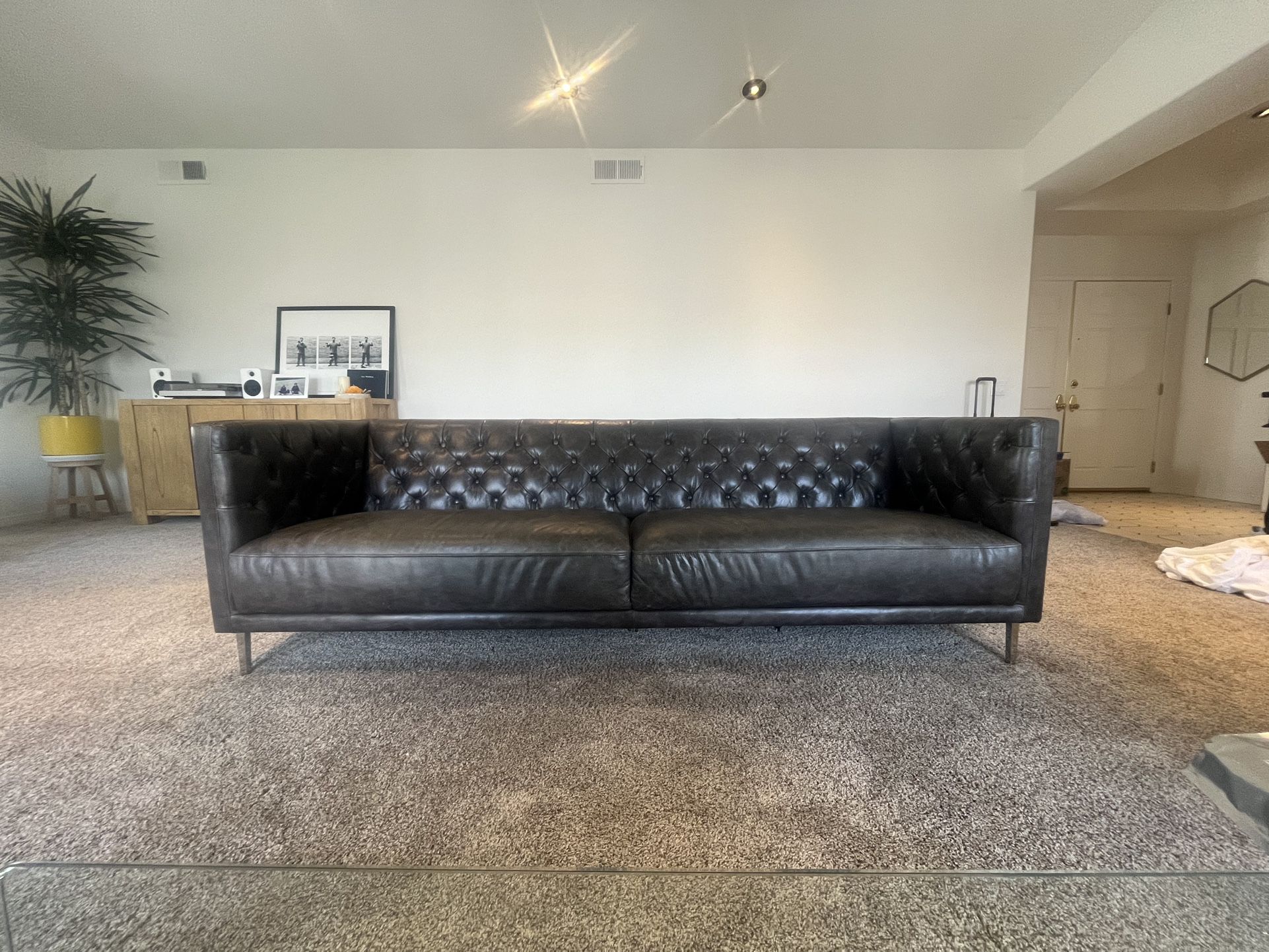 CB2 Savile Black Leather Sofa
