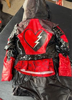 Disney Red & Black Studded Punk Moto Jacket Costume Halloween