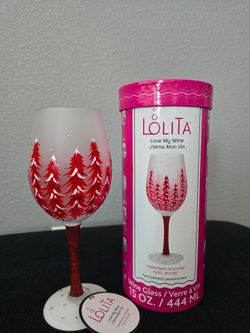 Lolita Christmas in Rouge Hand-Painted Wine Glass