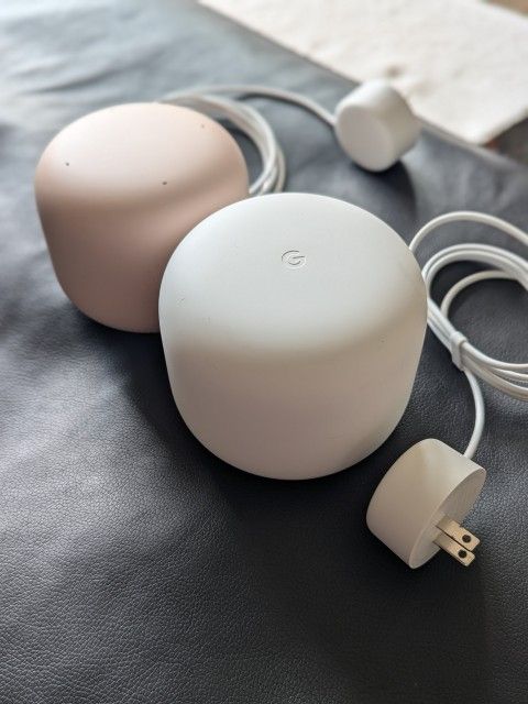 Google Nest WiFi Router + Point (with cords) β Works great, minor scuffs