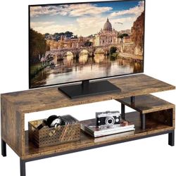 Industrial TV Stand for TVs up to 55 inch, Media Console Table with Storage Shelves for Living Room, Home Entertainment Center for Small Space, 42 x 1