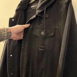 Awesome ! Like New Fashion Nova Denim Jacket With Hood !