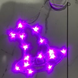 Purple Witch Hat Halloween Window Suction Cup LED Light Hanging