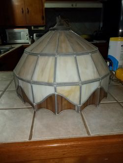 Antique stained glass hanging lamp