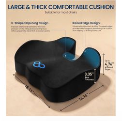 Large Memory Foam Seat Cushion with U-Shape Cutout