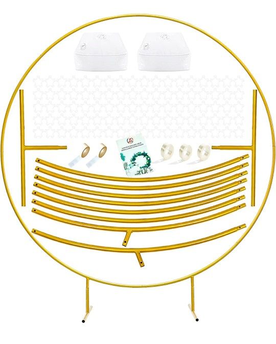 Large Size 7.2ft Gold Metal Round Balloon Arch kit Decoration, for Birthday Party Decoration, Wedding Decoration, Graduation Decorations and B