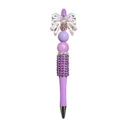 Bow Bling Custom Handmade Beaded Ballpoint Twist Pen Topper Violet