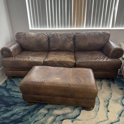 3 piece Leather Couch, And Loveseat With Ottoman