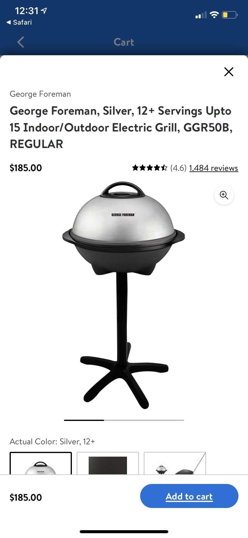 George Foreman Indoor/Outdoor Electric Grill