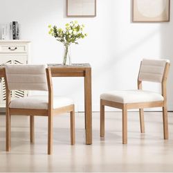 ❤️‍🔥 Linen Dining Chairs Set of 2, Comfortable Upholstered Kitchen Chairs with Wood Legs, Mid Century Modern Kitchen Chairs Accent Side Chairs for Li