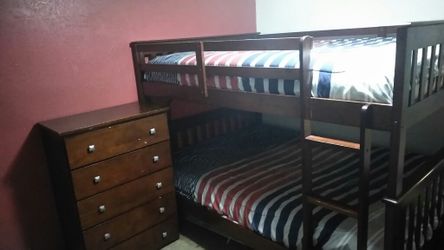 Full size bunk beds with dresser $350 firm. Mattress not available.