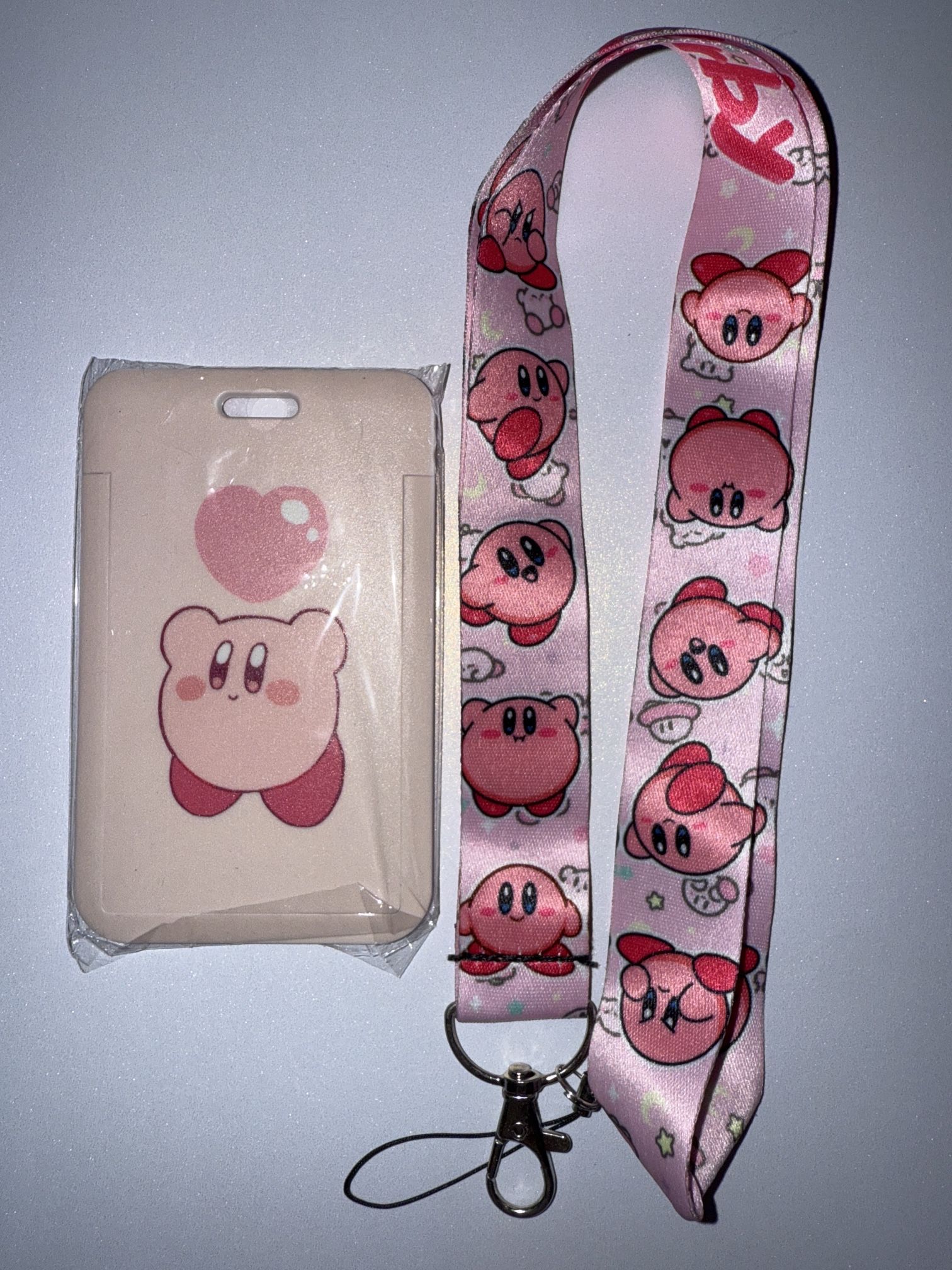 Kirby Heart Card Holder And Lanyard