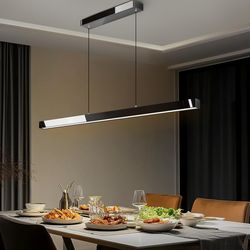 Modern Black Linear Pendant Light – Dimmable LED Fixture