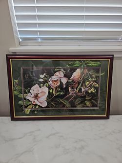 Framed Magnolia and Hummingbird Art Print