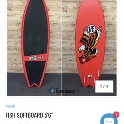 5’6 Pyzel Soft top Fish Surfboard 