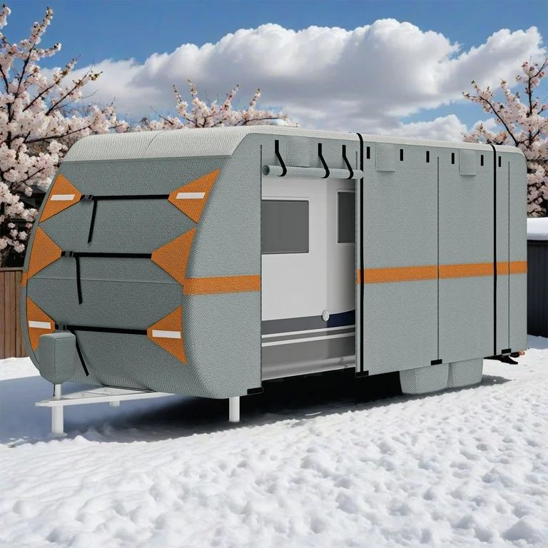 24-27FT Travel Trailer Cover RV Cover Camper Cover Super Thick Waterproof Windproof Anti-UV Rip-Stop Motorhome Covers