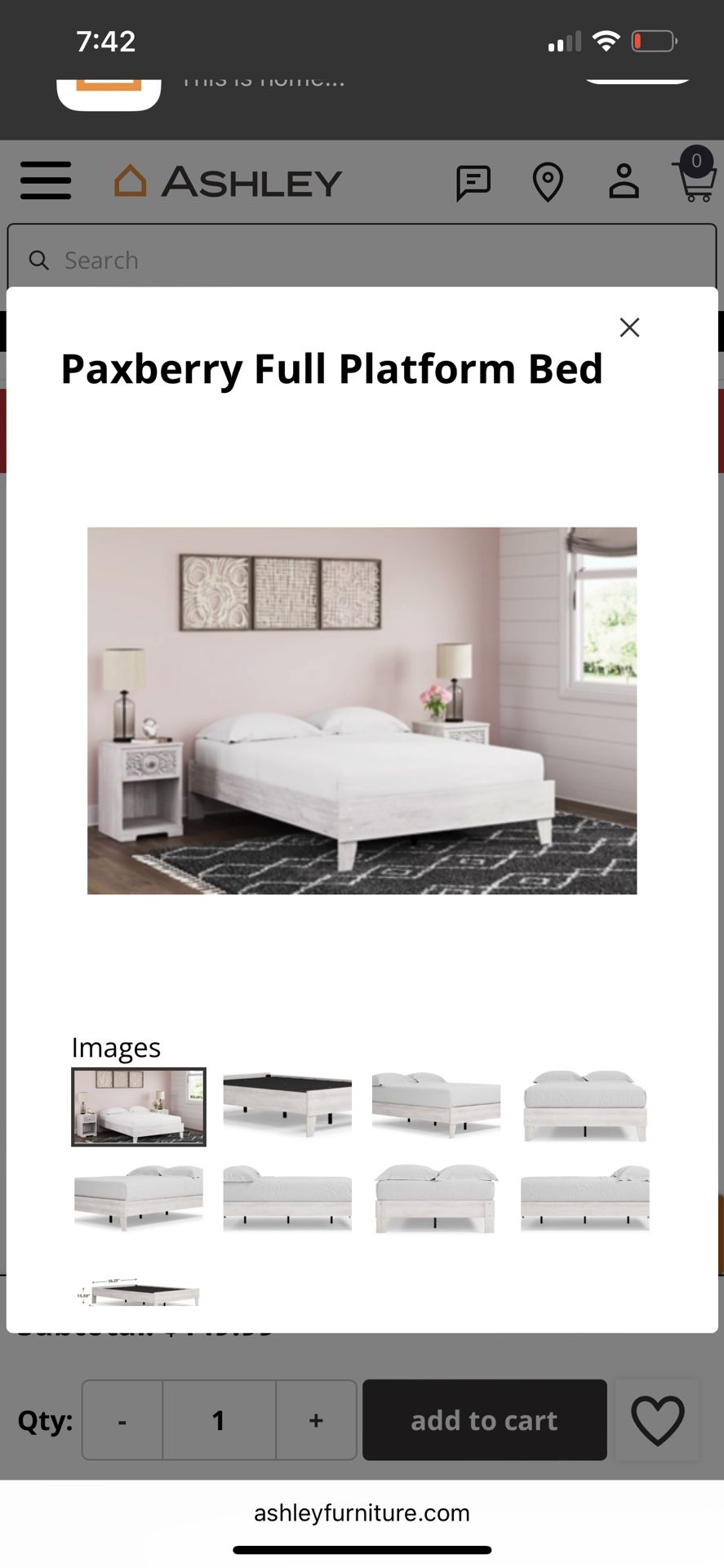 Ashley Furniture Full Platform Bed Frame